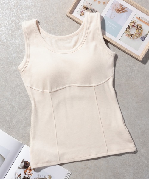 Lace Ladies(レースレディース)の「ソリッドカラー ラウンドネック カップ付き ノーマル タンクトップ(タンクトップ・レディース・ブラック/グレイッシュベージュ/グレー/アイボリー・FREE)」の13枚目の写真