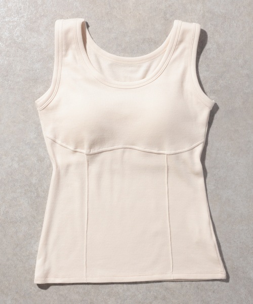 Lace Ladies(レースレディース)の「ソリッドカラー ラウンドネック カップ付き ノーマル タンクトップ(タンクトップ・レディース・ブラック/グレイッシュベージュ/グレー/アイボリー・FREE)」の14枚目の写真