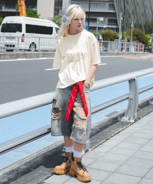 WEGO(ウィゴー)の「WEGO/ステンシルロゴグラフィックT(Tシャツ/カットソー・メンズ・ブラック/アイボリー・MEDIUM/LARGE)」の9枚目の写真