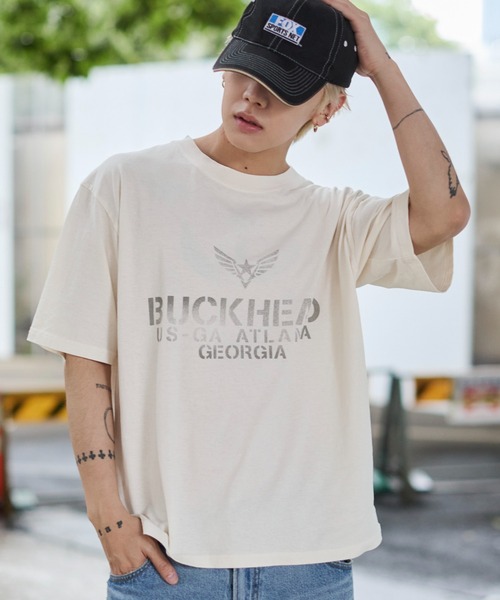 WEGO(ウィゴー)の「WEGO/ステンシルロゴグラフィックT(Tシャツ/カットソー・メンズ・ブラック/アイボリー・MEDIUM/LARGE)」の7枚目の写真