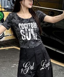 【 MEMECLE / メメクル 】スタッズデザインカモフラコンパクトTシャツ