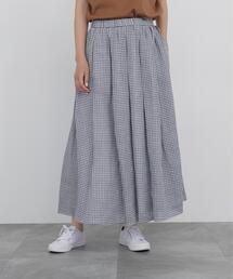 ◆【名品 / ウォッシャブル / セットアップ】ラミーチェックボックスタックスカート