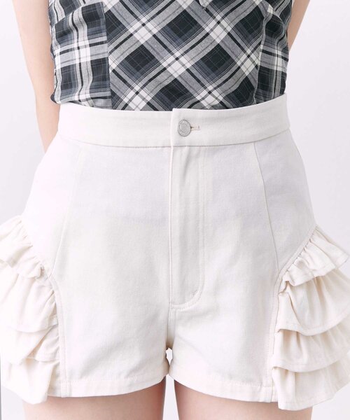 OLIVE des OLIVE(オリーブデオリーブ)の「【Belle Charme】Frill Docking Short Pants(その他パンツ・レディース・ブラック/アイボリー・FREE)」の11枚目の写真