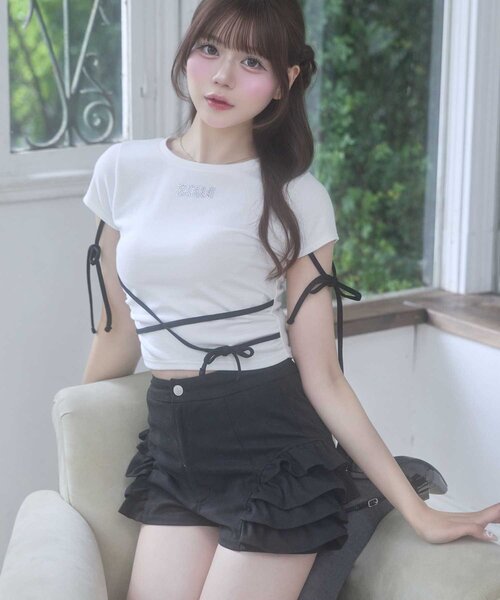 OLIVE des OLIVE(オリーブデオリーブ)の「【Belle Charme】Frill Docking Short Pants(その他パンツ・レディース・ブラック/アイボリー・FREE)」の13枚目の写真