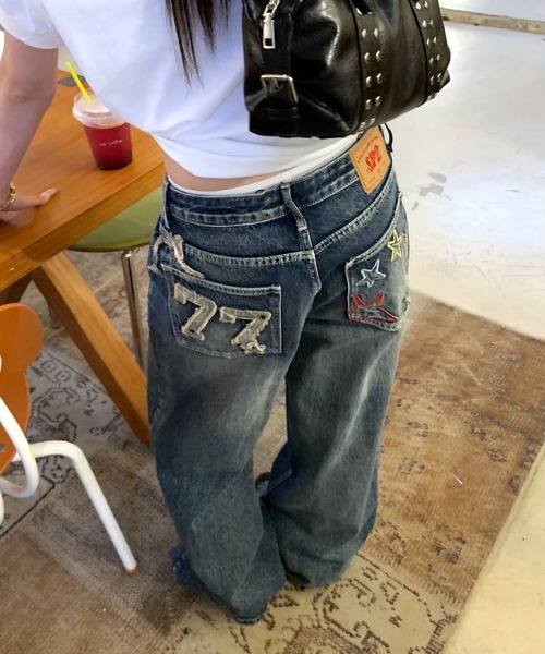 Vipoa（ヴィポア）の「American star patch wide denim（デニムパンツ・レディース・ブルー系その他・LARGE/MEDIUM）」の13枚目の写真