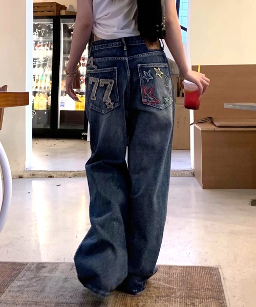 Vipoa（ヴィポア）の「American star patch wide denim（デニムパンツ・レディース・ブルー系その他・LARGE/MEDIUM）」の14枚目の写真