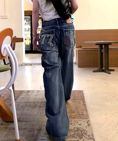 Vipoa（ヴィポア）の「American star patch wide denim（デニムパンツ・レディース・ブルー系その他・LARGE/MEDIUM）」の17枚目の写真