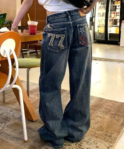 Vipoa（ヴィポア）の「American star patch wide denim（デニムパンツ・レディース・ブルー系その他・LARGE/MEDIUM）」の16枚目の写真