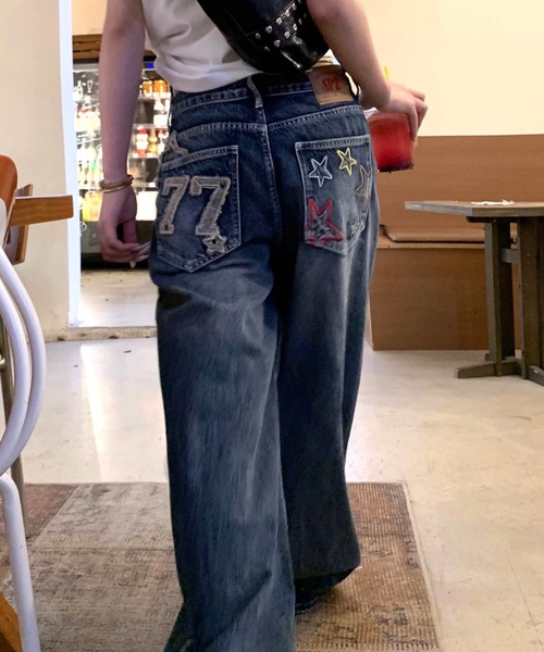 Vipoa（ヴィポア）の「American star patch wide denim（デニムパンツ・レディース・ブルー系その他・LARGE/MEDIUM）」の18枚目の写真