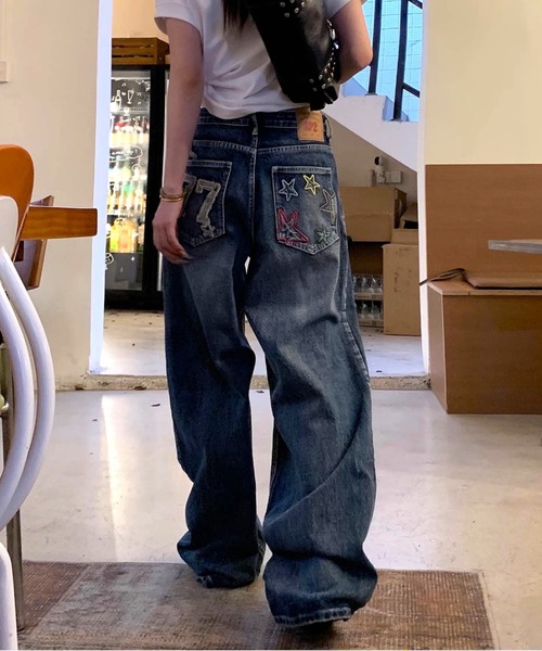 Vipoa（ヴィポア）の「American star patch wide denim（デニムパンツ・レディース・ブルー系その他・LARGE/MEDIUM）」の12枚目の写真