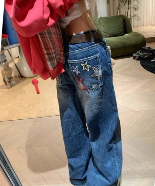 Vipoa（ヴィポア）の「American star patch wide denim（デニムパンツ・レディース・ブルー系その他・LARGE/MEDIUM）」の19枚目の写真