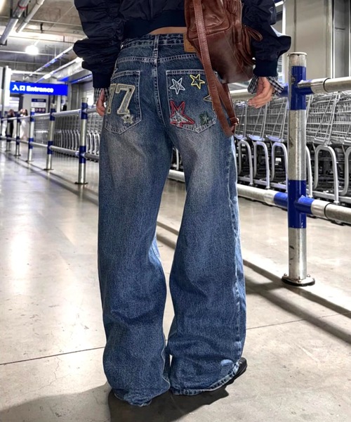Vipoa（ヴィポア）の「American star patch wide denim（デニムパンツ・レディース・ブルー系その他・LARGE/MEDIUM）」の20枚目の写真