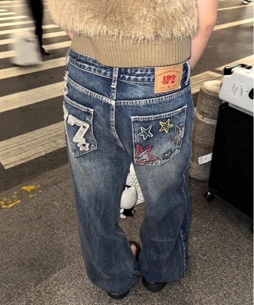 Vipoa（ヴィポア）の「American star patch wide denim（デニムパンツ・レディース・ブルー系その他・LARGE/MEDIUM）」の22枚目の写真