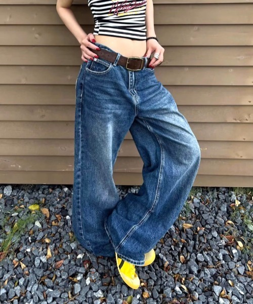Vipoa（ヴィポア）の「American star patch wide denim（デニムパンツ・レディース・ブルー系その他・LARGE/MEDIUM）」の6枚目の写真