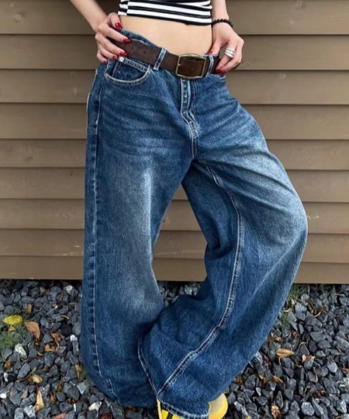 Vipoa（ヴィポア）の「American star patch wide denim（デニムパンツ・レディース・ブルー系その他・LARGE/MEDIUM）」の8枚目の写真