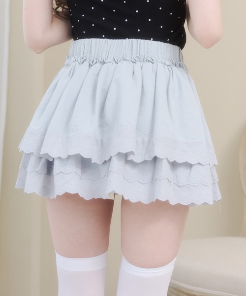 Rmine（アールマイン）の「コットンレース ３段フリル ミニスカート（スカパン付き）（スカート・レディース・ブルー/ブラック/ホワイト・SMALL）」の5枚目の写真