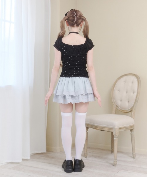 Rmine（アールマイン）の「コットンレース ３段フリル ミニスカート（スカパン付き）（スカート・レディース・ブルー/ブラック/ホワイト・SMALL）」の8枚目の写真
