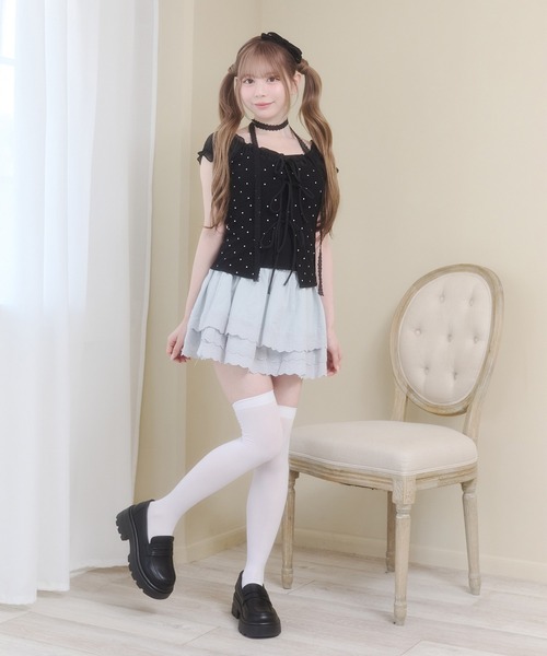 Rmine（アールマイン）の「コットンレース ３段フリル ミニスカート（スカパン付き）（スカート・レディース・ブルー/ブラック/ホワイト・SMALL）」の11枚目の写真