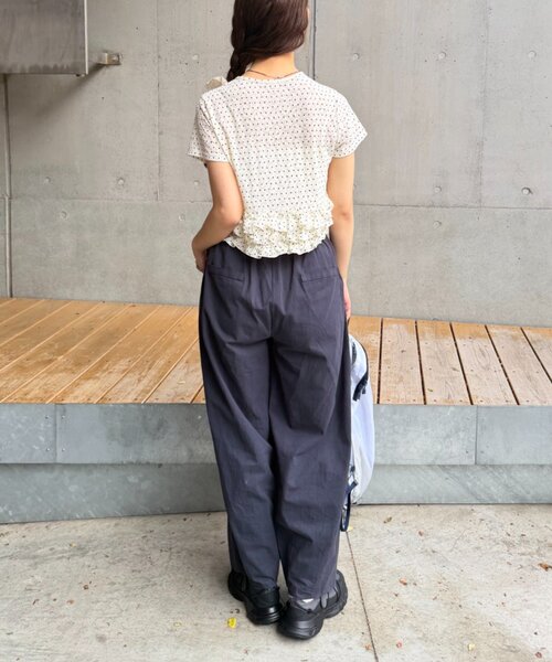 w closet(ダブルクローゼット)の「半袖ドットレースフリルカーディガン 夏服(Tシャツ/カットソー・レディース・アイボリー/ブルー/ピンク/ブラック・FREE)」の14枚目の写真