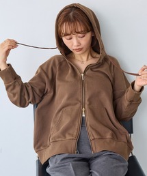LAVEANGE（ラビアンジェ）の「ピグメントダブルジップスウェットパーカー｜ヴィンテージライク/ジップアップ/フーディー/大人カジュアル（パーカー）」