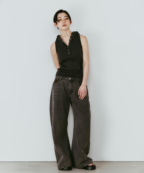 Knuth Marf(クヌースマーフ)の「Knuth Marf / クヌースマーフ wide bell-bottom denim pants(デニムパンツ・レディース・グレー/ブラウン・SMALL/X-SMALL)」の8枚目の写真