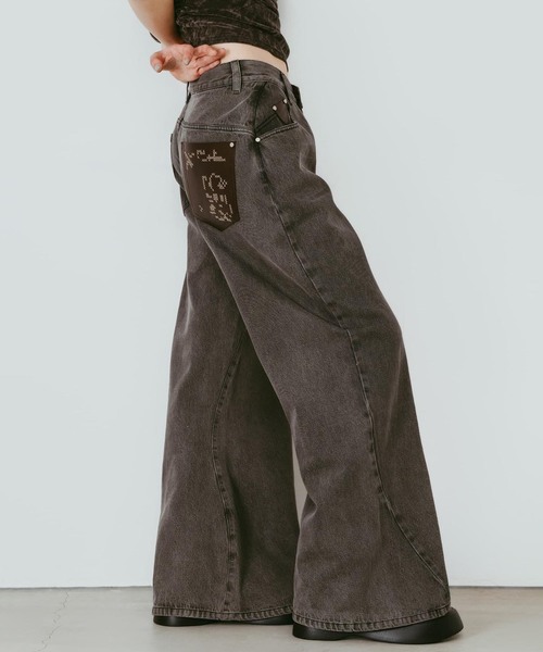 Knuth Marf(クヌースマーフ)の「Knuth Marf / クヌースマーフ wide bell-bottom denim pants(デニムパンツ・レディース・グレー/ブラウン・SMALL/X-SMALL)」の12枚目の写真