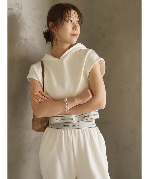 UNDERSON UNDERSON(アンダーソン アンダーソン)の「WASHIスウェットフーディ(スウェット・レディース・グレー/ホワイト/ネイビー・F)」の6枚目の写真