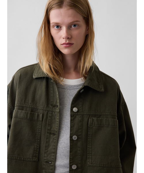 GAP(ギャップ)の「オーバーサイズ シャケット(その他アウター・レディース・カーキ・L/M)」の2枚目の写真