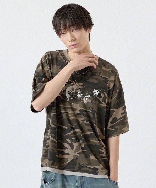 MSG（エムエスジー）の「グラフィックプリント迷彩半袖Tシャツ（Tシャツ/カットソー・メンズ・ベージュ/カーキ/チャコール・FREE）」の6枚目の写真