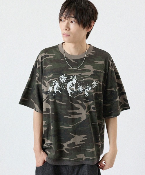 MSG（エムエスジー）の「グラフィックプリント迷彩半袖Tシャツ（Tシャツ/カットソー・メンズ・ベージュ/カーキ/チャコール・FREE）」の10枚目の写真