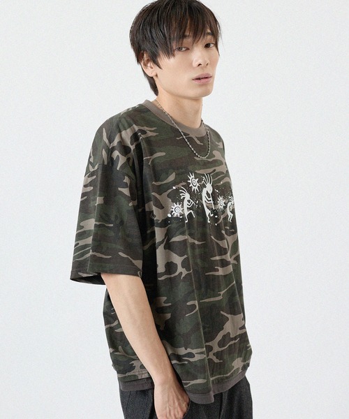MSG（エムエスジー）の「グラフィックプリント迷彩半袖Tシャツ（Tシャツ/カットソー・メンズ・ベージュ/カーキ/チャコール・FREE）」の11枚目の写真