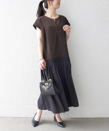 SHIPS any:〈手洗い可能〉カットジョーゼット ドッキング スキッパー ワンピース