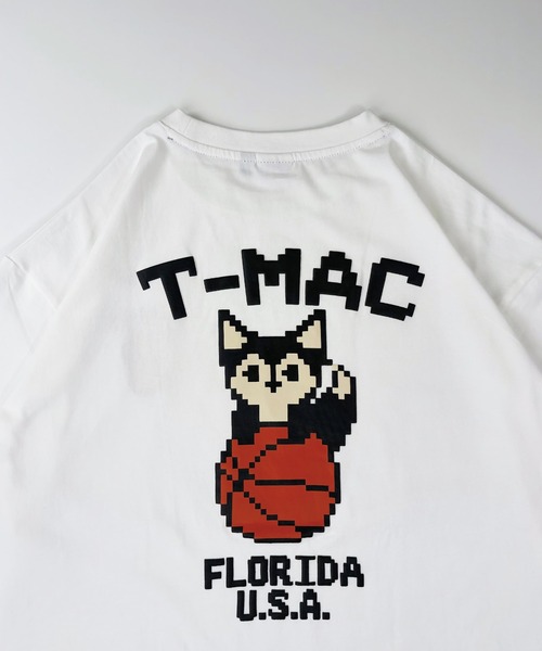 T-MAC OUTING(ティーマック アウティング)の「【T-MAC】コットン天竺 バスケキツネピクセル発泡プリント 半袖Tシャツ(Tシャツ/カットソー・メンズ・ブラック/ホワイト・M/LL/L)」の3枚目の写真