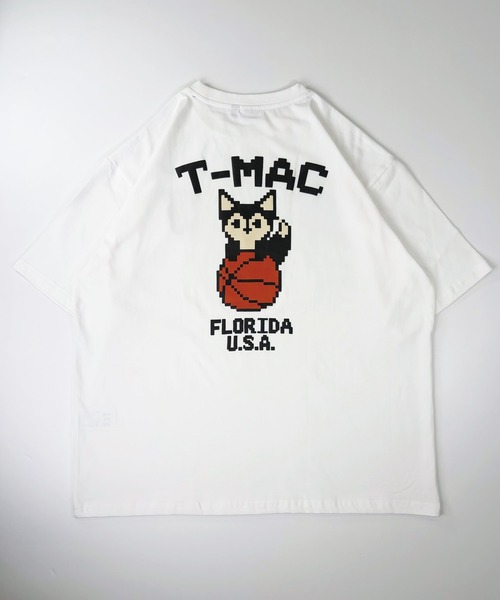 T-MAC OUTING(ティーマック アウティング)の「【T-MAC】コットン天竺 バスケキツネピクセル発泡プリント 半袖Tシャツ(Tシャツ/カットソー・メンズ・ブラック/ホワイト・M/LL/L)」の5枚目の写真