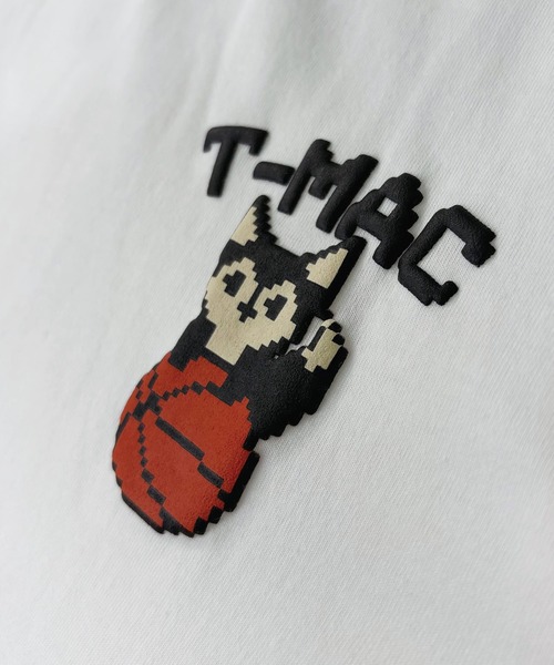 T-MAC OUTING(ティーマック アウティング)の「【T-MAC】コットン天竺 バスケキツネピクセル発泡プリント 半袖Tシャツ(Tシャツ/カットソー・メンズ・ブラック/ホワイト・M/LL/L)」の8枚目の写真