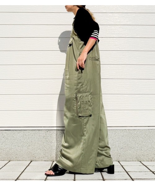 Q(キュー)の「MA-1ベアサロペット(サロペット/オーバーオール・レディース・オリーブ/ブラック・MEDIUM)」の16枚目の写真