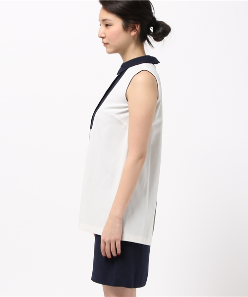 OUTLET（アウトレット）の「【'PalinkA】配色切替ノースリOnepiece（ワンピース・レディース・ベージュ/ホワイト・38/36）」の4枚目の写真