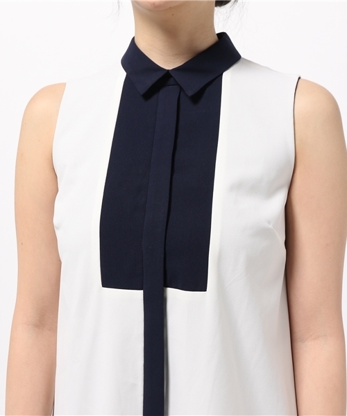 OUTLET（アウトレット）の「【'PalinkA】配色切替ノースリOnepiece（ワンピース・レディース・ベージュ/ホワイト・38/36）」の7枚目の写真