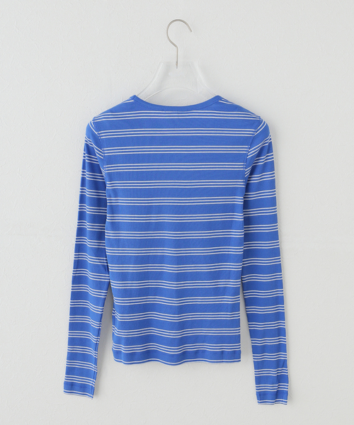 GANNI(ガニー)の「GANNI / ガニー Soft cotton rib stripe LS(Tシャツ/カットソー・レディース・ネイビー・SMALL)」の2枚目の写真
