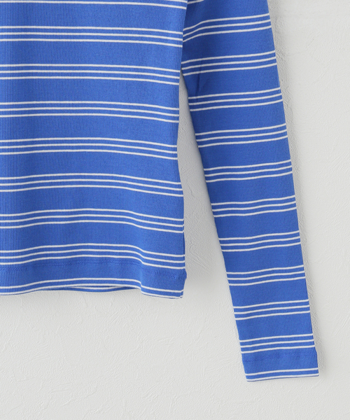 GANNI(ガニー)の「GANNI / ガニー Soft cotton rib stripe LS(Tシャツ/カットソー・レディース・ネイビー・SMALL)」の3枚目の写真