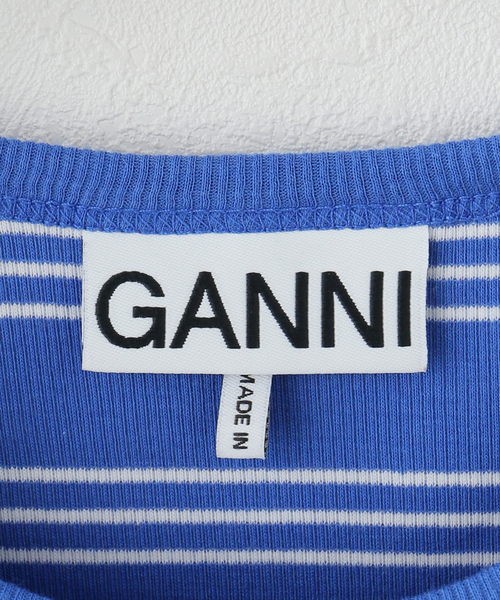 GANNI(ガニー)の「GANNI / ガニー Soft cotton rib stripe LS(Tシャツ/カットソー・レディース・ネイビー・SMALL)」の4枚目の写真