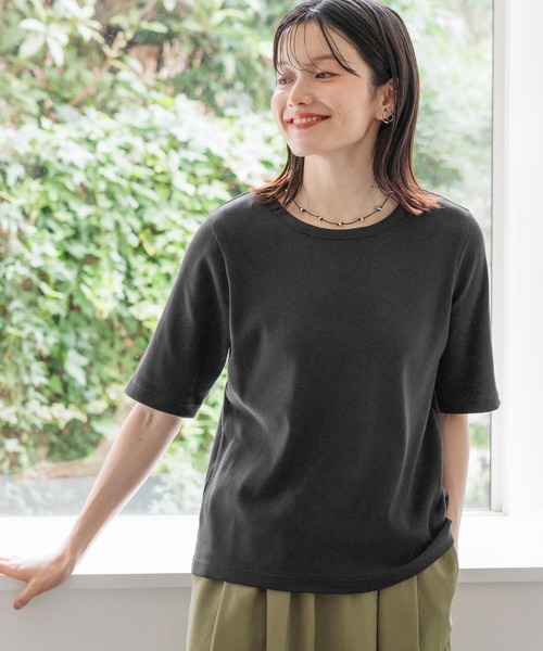 studio CLIP(スタディオクリップ)の「【抗菌防臭】テレコベーシック5分袖Tシャツ(Tシャツ/カットソー・レディース・ブラック/ブラウン/オフホワイト・LARGE/MEDIUM)」の3枚目の写真