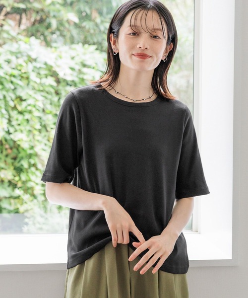 studio CLIP(スタディオクリップ)の「【抗菌防臭】テレコベーシック5分袖Tシャツ(Tシャツ/カットソー・レディース・ブラック/ブラウン/オフホワイト・LARGE/MEDIUM)」の4枚目の写真
