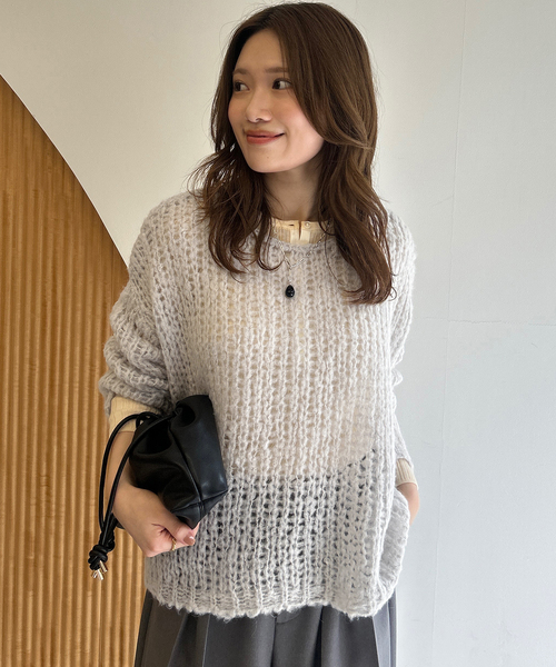SLOBE IENA(スローブイエナ)の「ルーズゲージニット(ニット/セーター・レディース・チャコールグレー/ピンク/グリーン・FREE)」の22枚目の写真