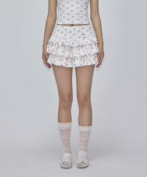 DOUBLE RIBBON PATTERN CANCAN SKIRT WHITE
