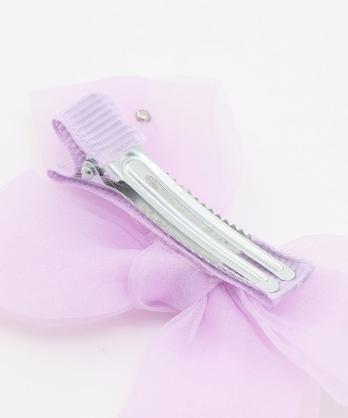 Lycee mine（リセマイン）の「イミテーションパール付きリボンヘアクリップ(2コセット)【子供服】【キッズ】【女の子】（その他ヘアアクセサリー・キッズ・ピンク/エメラルド/サックスブルー/ラベンダー・F）」の5枚目の写真