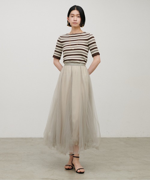 LARUTA(ラルータ)の「【LARUTA】ボーダーリブ5分袖ニット(ニット/セーター・レディース・ブラウン/ネイビー/ダークブラウン/ブラック・MEDIUM)」の22枚目の写真