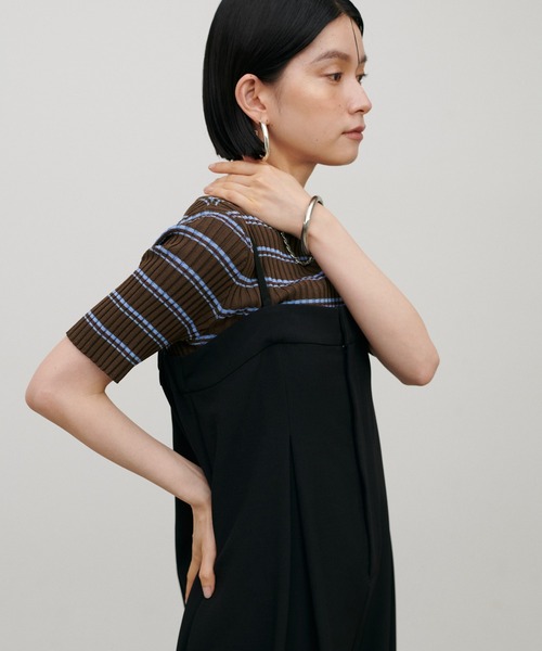 LARUTA(ラルータ)の「【LARUTA】ボーダーリブ5分袖ニット(ニット/セーター・レディース・ブラウン/ネイビー/ダークブラウン/ブラック・MEDIUM)」の12枚目の写真