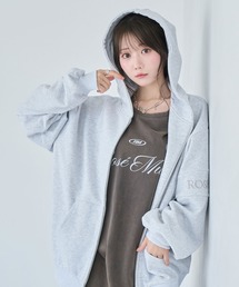 Rosé Muse グレー オーバーサイズパーカー Rose Muse｜ロゼミューズのパーカー（グレー/灰色系・ブランドロゴ