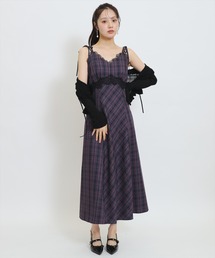 WILLSELECTION（ウィルセレクション）の「レーストリムチェックキャミワンピース（ワンピース）」